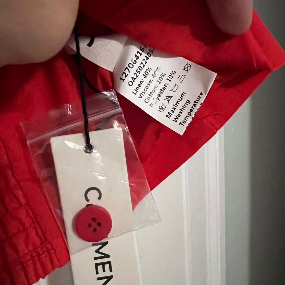 Commense Red Asymmetrical Halter Button-Front Top… - image 6